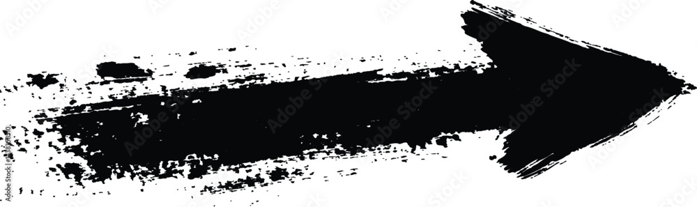 Aufkleber a bold black arrow created with brush strokes transparent white background. black arrow marker isola