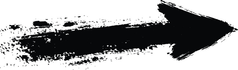 A bold black arrow created with brush strokes 
transparent white background. Black arrow marker isolated with a hand-drawn effect on a white background. Arrow marker isolated mark hand draw
