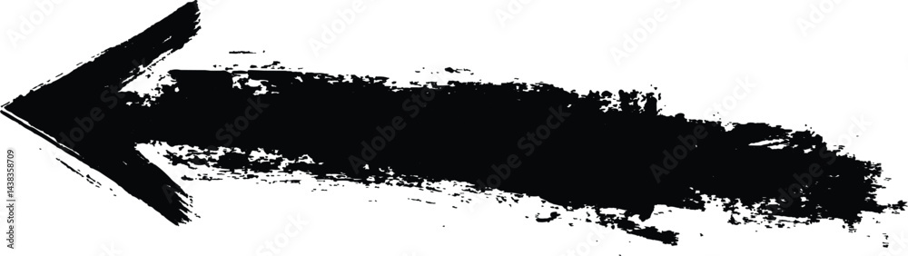 Poster A bold black arrow created with brush strokes 
transparent white background. Black arrow marker isolated with a hand-drawn effect on a white background. Arrow marker isolated mark hand draw
