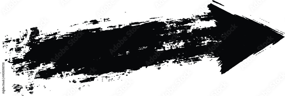 Aufkleber a bold black arrow created with brush strokes transparent white background. black arrow marker isola
