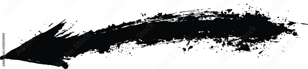 Poster A bold black arrow created with brush strokes 
transparent white background. Black arrow marker isolated with a hand-drawn effect on a white background. Arrow marker isolated mark hand draw

