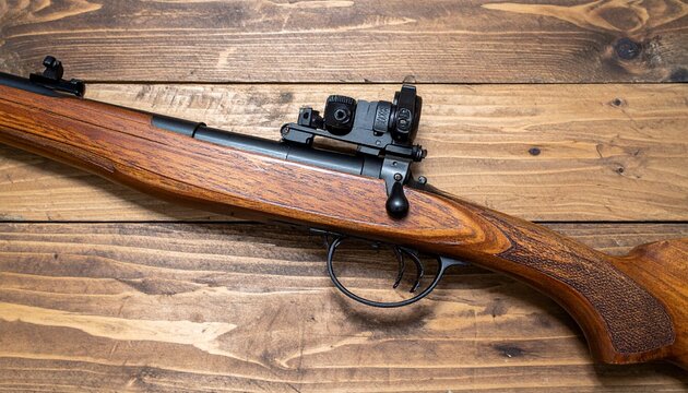old gun on wooden background