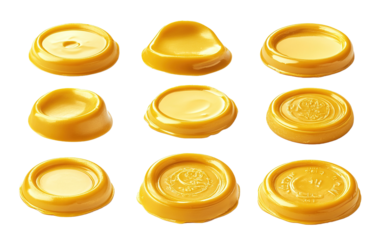 Gold stamp wax on transparent or white background,png