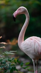 Pink bird profile, elegant neck
