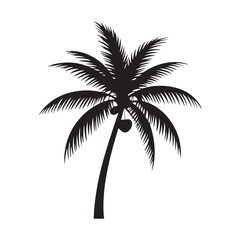 Coconut silhouette tree icon. Palm tree. Coconut palm tree icon. Vector illustration eps 10