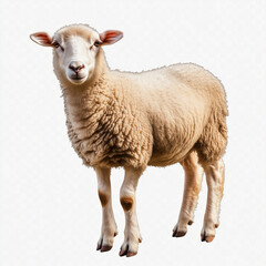 Fototapeta premium Young sheep looking at camera isolated on transparent background 