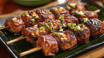 Delicious grilled meat skewers