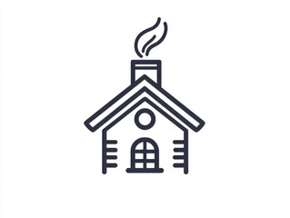 Charming cottage with smoke home graphic design cozy artistic view