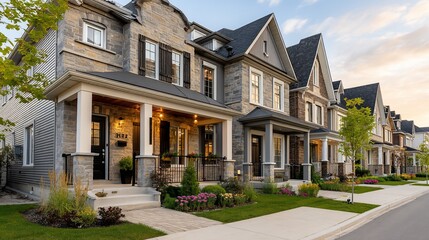 Fototapeta premium Row of townhouses with porches