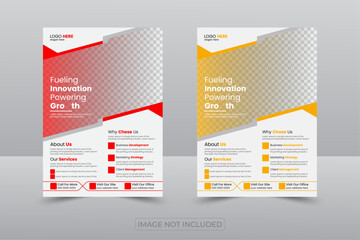 Business Growth Strategy Flyer design modern layout, with yellow and red color style, 