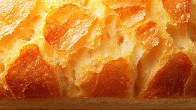 A close-up of a freshly baked loaf of bread with a crispy golden crust and soft, fluffy interior, perfect for a warm meal