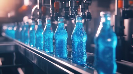 Close-up of a Laboratory Vial with Blue Liquid