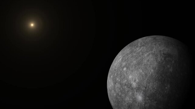 planet mercury in space, black screen