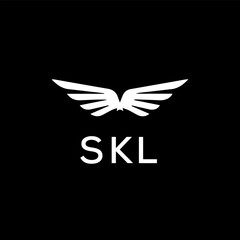 SKL letter logo design on Black background.