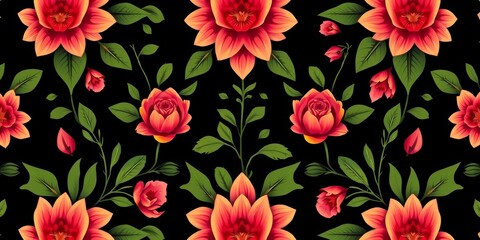 Elegant floral vector pattern, seamlessly repeatable for various print applications, plant, graphic