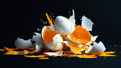 broken egg with a feather