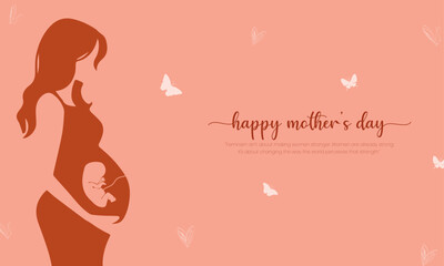 Happy Mother's Day Post and Greeting Card. Modern and Minimal Mother's Day Background with Text for Poster, Website, and Social Media Vector Illustration