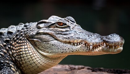 Obraz premium a crocodile is shown with its mouth open looking at the camera