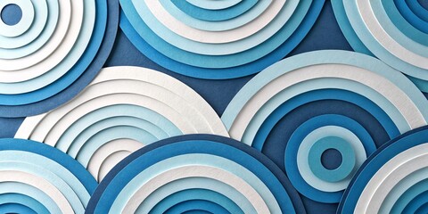 Abstract Blue and White Paper Cut Circles – Layered Illusion Design