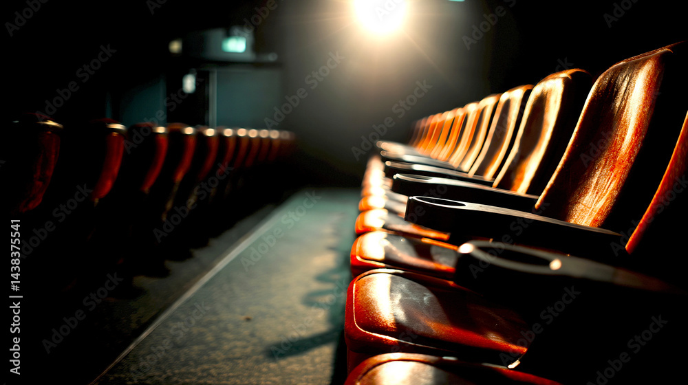 Poster empty theater seats illuminated by a spotlight creating a dramatic atmosphere in a cinema hall : gen