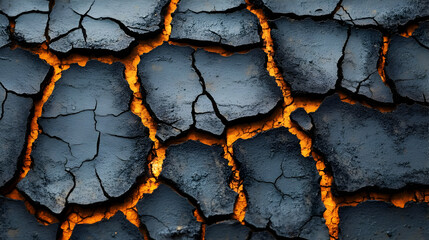 Cracked Dark Gray Earth with Orange Glow