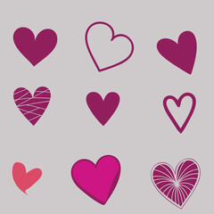 Simple red heart vector icon set