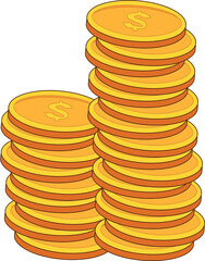 vector illustration of a stack of gold coins, suitable for finance, marketing, stocks and business world