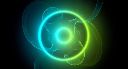 Obraz premium Abstract Neon Circle Art on Black Background
