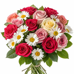 Naklejka premium bouquet of roses and daisies