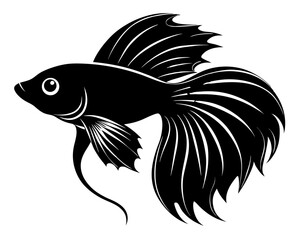 Betta Fish Vector Illustration | Elegant Betta Fish Silhouette SVG for Crafts