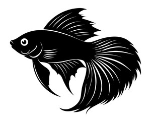 Betta Fish Vector Illustration | Elegant Betta Fish Silhouette SVG for Crafts