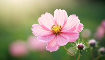 Fototapeta premium delicate pink flower with green background showing natural beauty and soft colors in spring