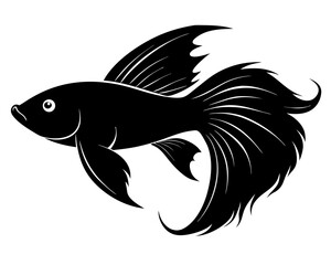 Betta Fish Vector Illustration | Elegant Betta Fish Silhouette SVG for Crafts