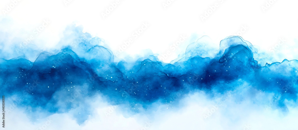 Aufkleber beautiful fluid blue watercolor waves creating a serene atmosphere in art : generative ai