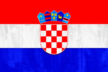 Naklejka premium croatia Stylized national symbol of Croatia with the checkerboard shield and historic crowns in artistic