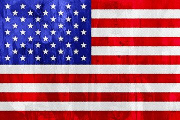 Fototapeta premium united states of america Textured and slightly distressed rendering of a national flag with red and white stripes and blue