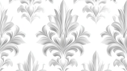 Elegant floral damask pattern in soft white tones.