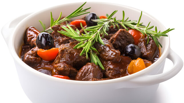 Rich and Flavorful Proven&ccedil;al Beef Daube Stew with Fresh Herbs and Colorful Vegetables