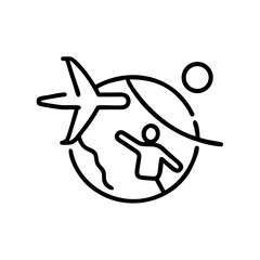 Traveling person with airplane and globe background