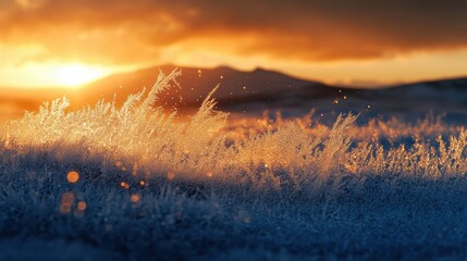 A detailed macro of frost patterns forming on a windowpane at dawn