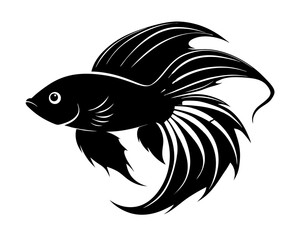 Betta Fish Vector Illustration | Elegant Betta Fish Silhouette SVG for Crafts