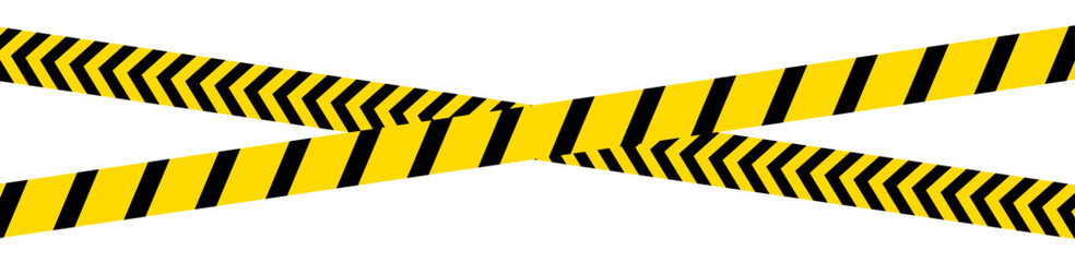 Hazardous warning tape sets. Warning caution sign. Black and yellow line. Construction border.