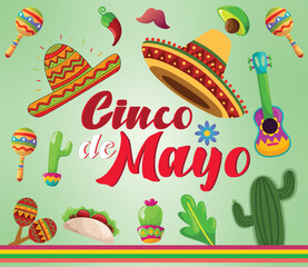 Cinco de Mayo Celebration Background with Traditional Elements