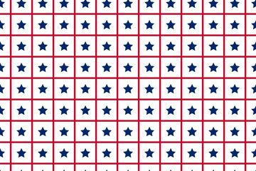 Seamless vector isolated pattern abstract blue stars Red lines like grid White transparent background Perfect print fabrics Wrapping paper Typography design Scrapbooking USA color Patriotic holidays