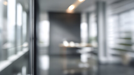 Dynamic office environment with blurred interior and door modern business space contemporary design