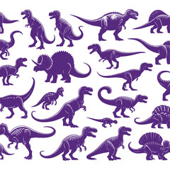 set of dinosaurs silhouettes