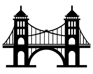 Bridge Vector Illustration & Silhouette SVG | Architectural Bridge Clipart for Crafts