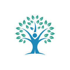 Obraz premium Negative Space Tree Bird Logo Design