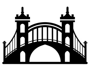 Bridge Vector Illustration & Silhouette SVG | Architectural Bridge Clipart for Crafts