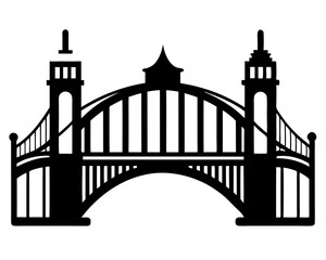 Bridge Vector Illustration & Silhouette SVG | Architectural Bridge Clipart for Crafts